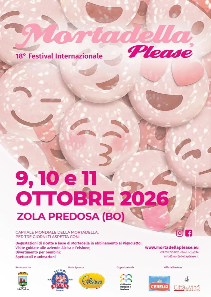 Locandina di Mortadella, please 2026: 9, 10 e 11 ottobre a Zola Predosa